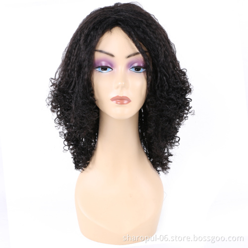 Synthetic Wig Hair Extension Pre stretched Hair with curl design Brown braid wigs for women